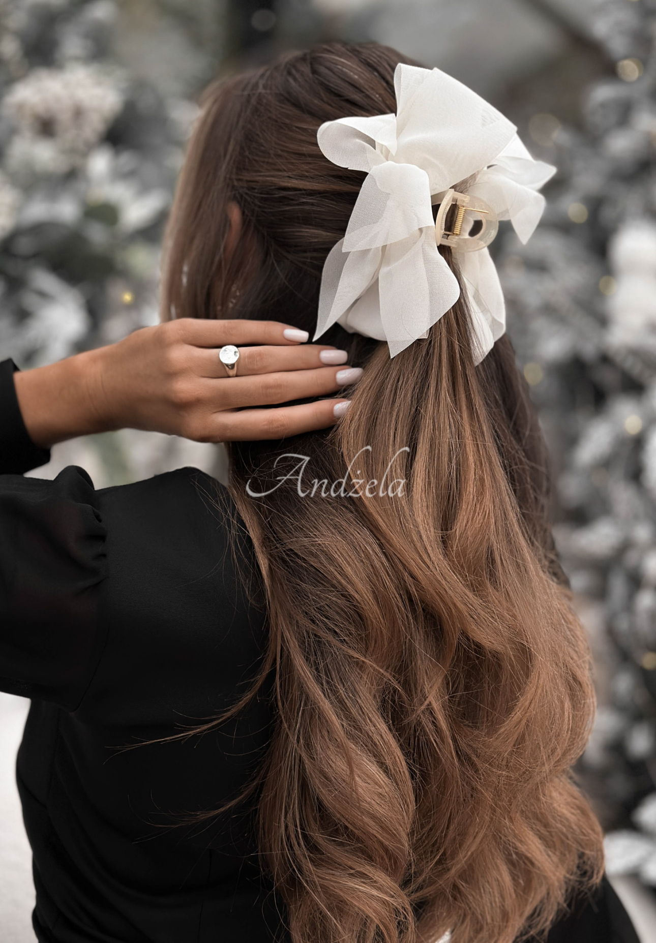 Sponka do vlasov s mašľou Belle Tie ecru