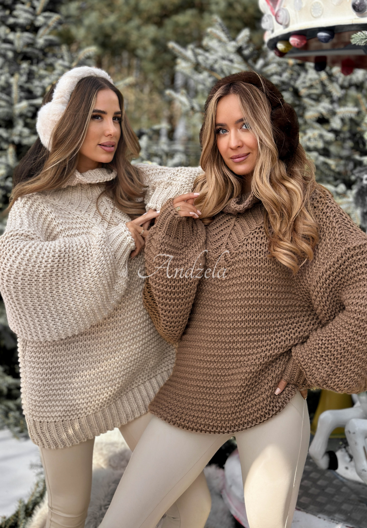 Pletený sveter s vlnou Winter Is In The Air Mokka