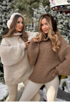 Pleciony Sveter z wełną Winter Is In The Air béžový