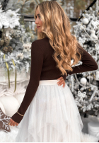 Prążkowana Blúzka z kołnierzem Feeling Nice čokoládová