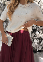 Sveter z perełkami Covered In Pearls ecru