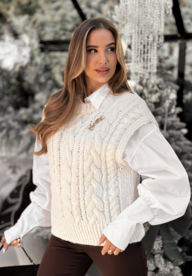 Svetríková vesta s alpakou a vlnou Willow Woods ecru