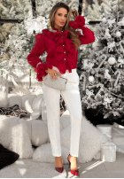 Elegancka Košeľa z żabotem i falbankami Wonderful Time červená