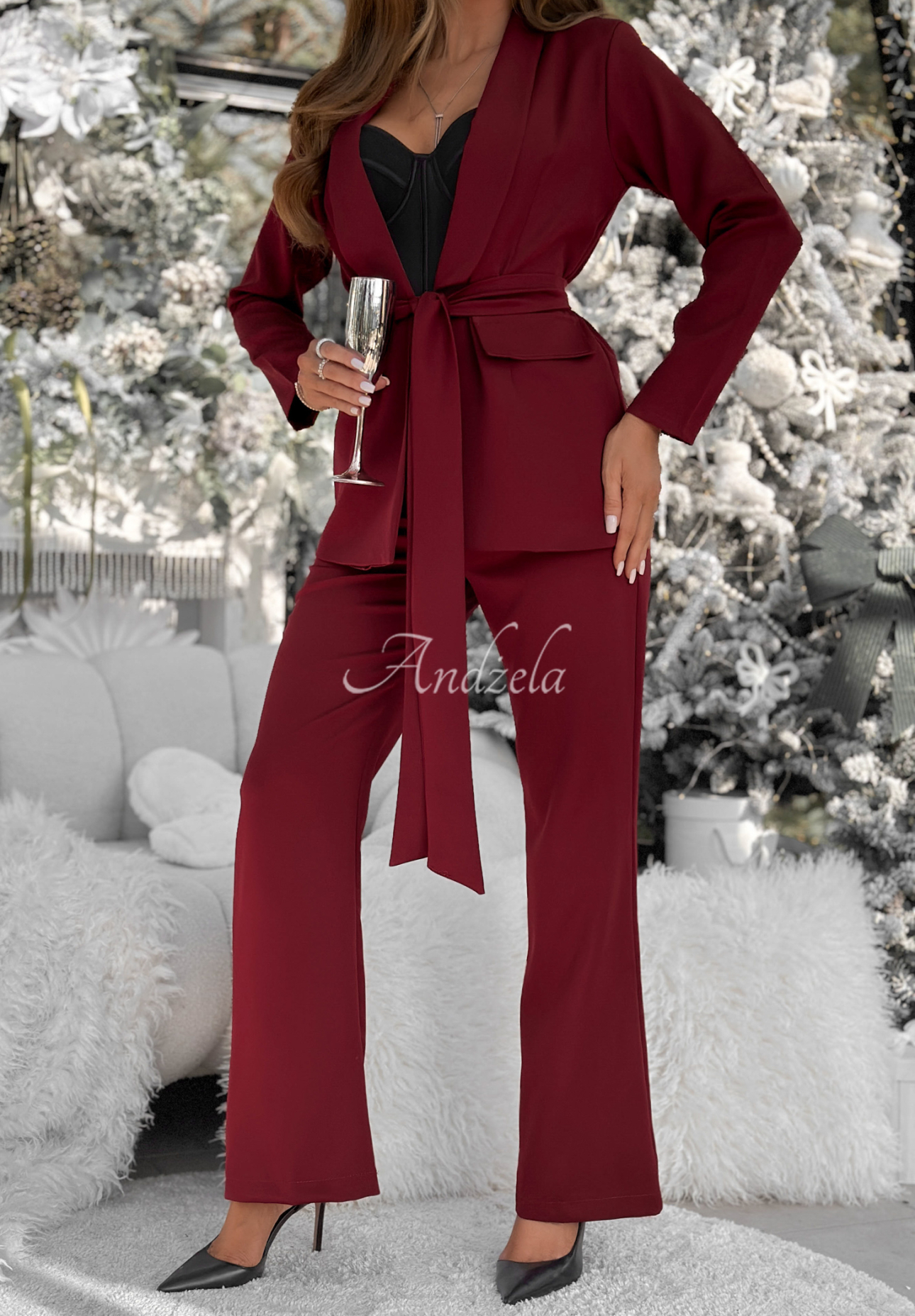 Súprava sako a nohavice Old News bordová