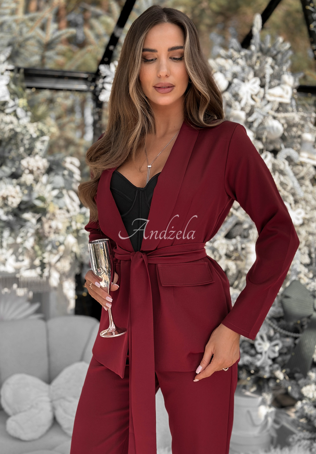 Súprava sako a nohavice Old News bordová