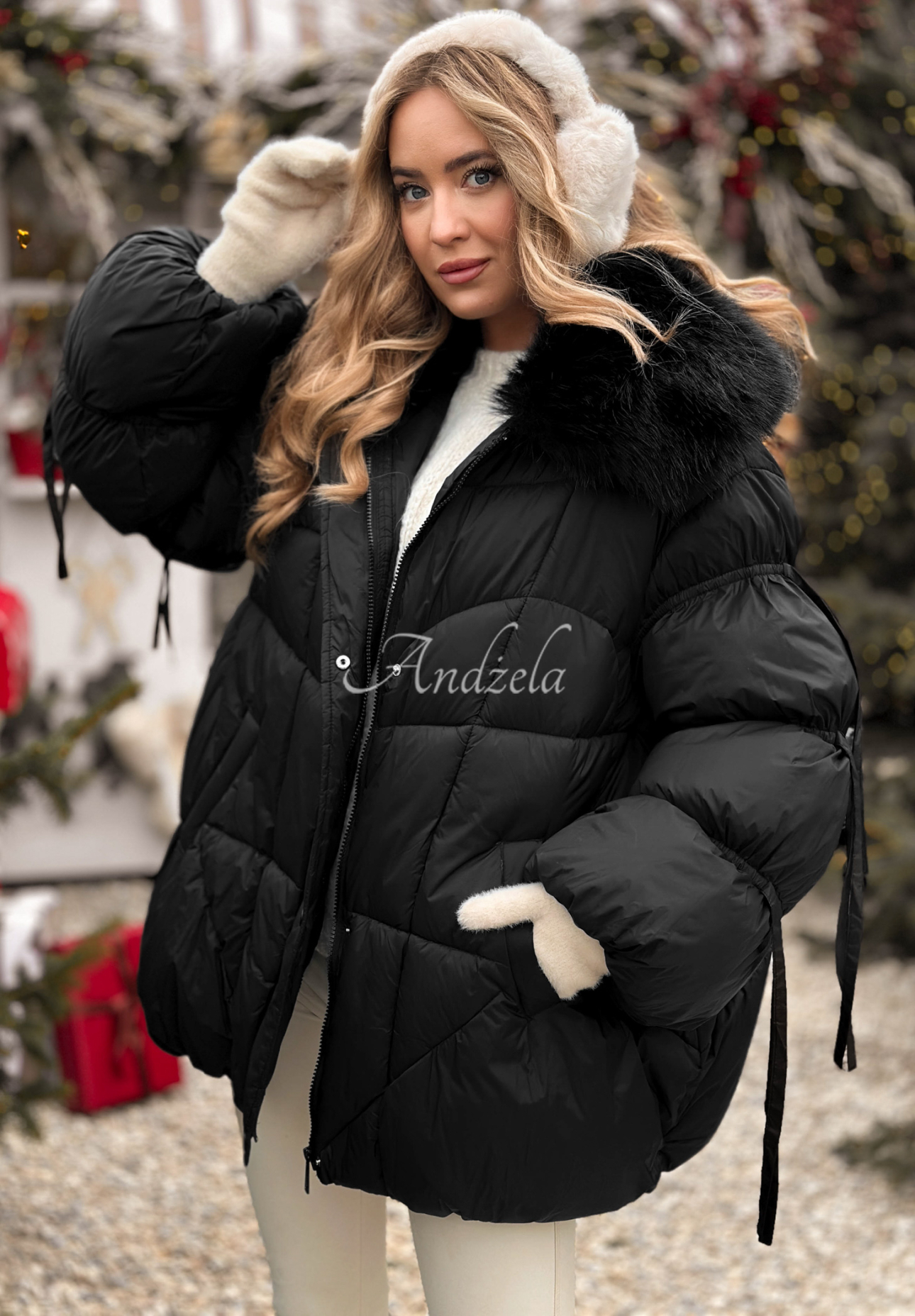 Prešívaná bunda s kožušinou Cold Without You čierna