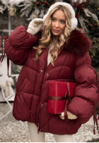 Prešívaná Bunda z futerkiem Cold Without You bordová