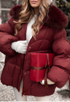 Prešívaná Bunda z futerkiem Cold Without You bordová