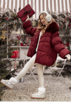 Prešívaná Bunda z futerkiem Cold Without You bordová