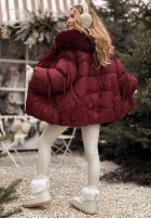 Prešívaná Bunda z futerkiem Cold Without You bordová