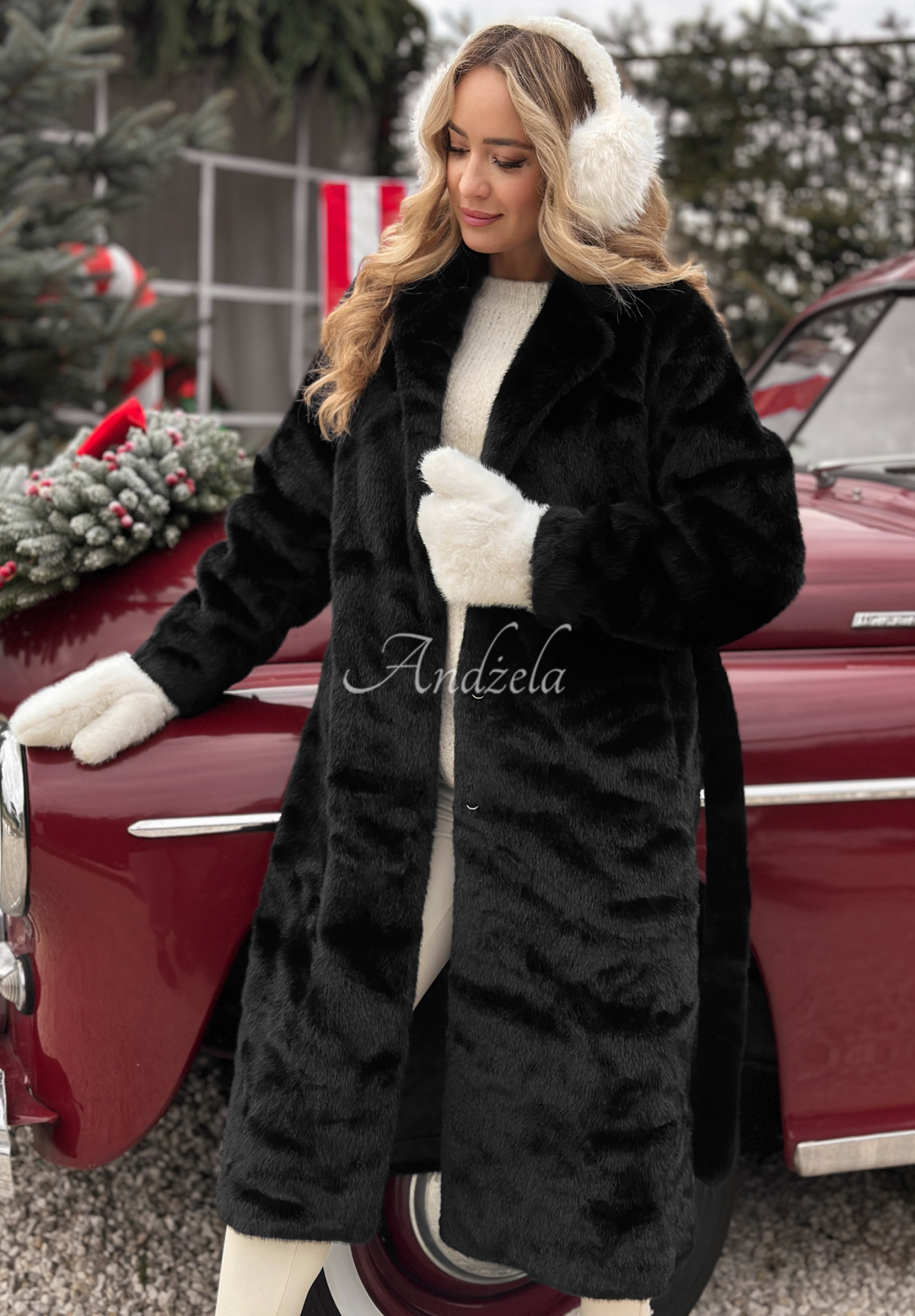 Dlhý kabát kožúšok Beside The Fire čierne