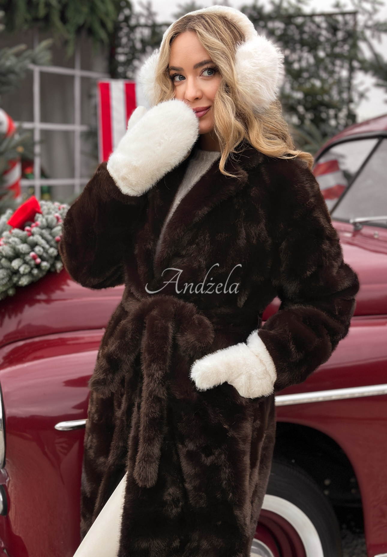 Dlhý kabát kožúšok Beside The Fire čokoládový