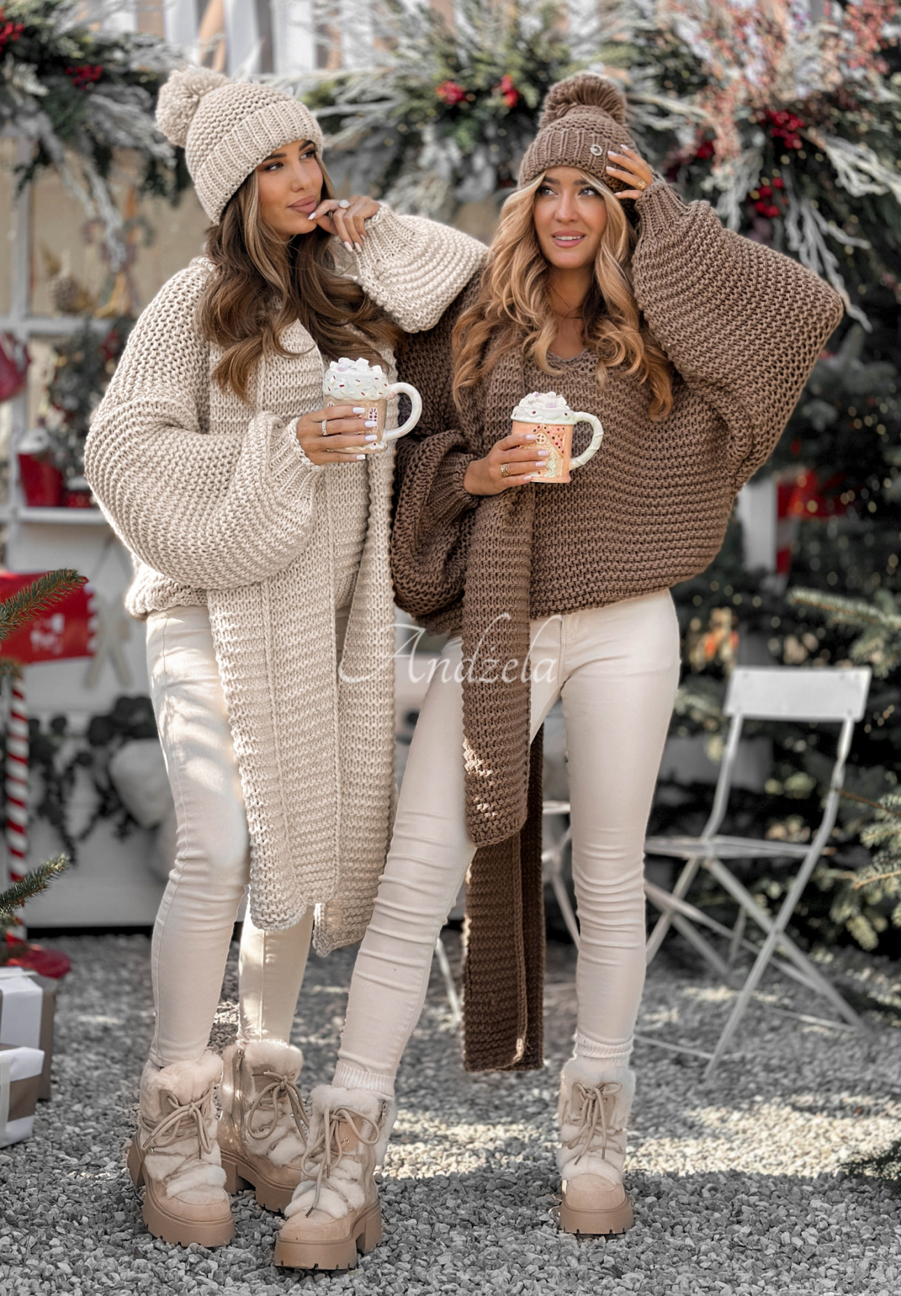 Pletený sveter s vlnou Winter Is Calling béžový