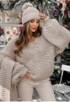 Pleciony Sveter z wełną Winter Is Calling béžový