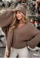 Pleciony Sveter z wełną Winter Is Calling Mokka