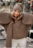 Pleciony Sveter z wełną Winter Is Calling Mokka