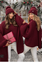 Pleciony Sveter z wełną Winter Is Calling bordová