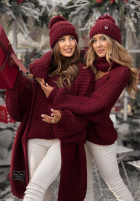 Pleciony Sveter z wełną Winter Is Calling bordová