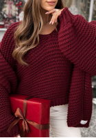 Pleciony Sveter z wełną Winter Is Calling bordová