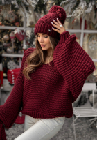 Pletený sveter s vlnou Winter Is Calling bordová