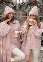 Pleciony Sveter oversize z wełną Days Are Short púdrovo ružová