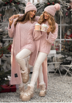 Pleciony Sveter oversize z wełną Days Are Short púdrovo ružová