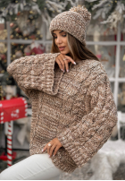 Pleciony Sveter oversize z wełną Days Are Short béžovo-čokoládový
