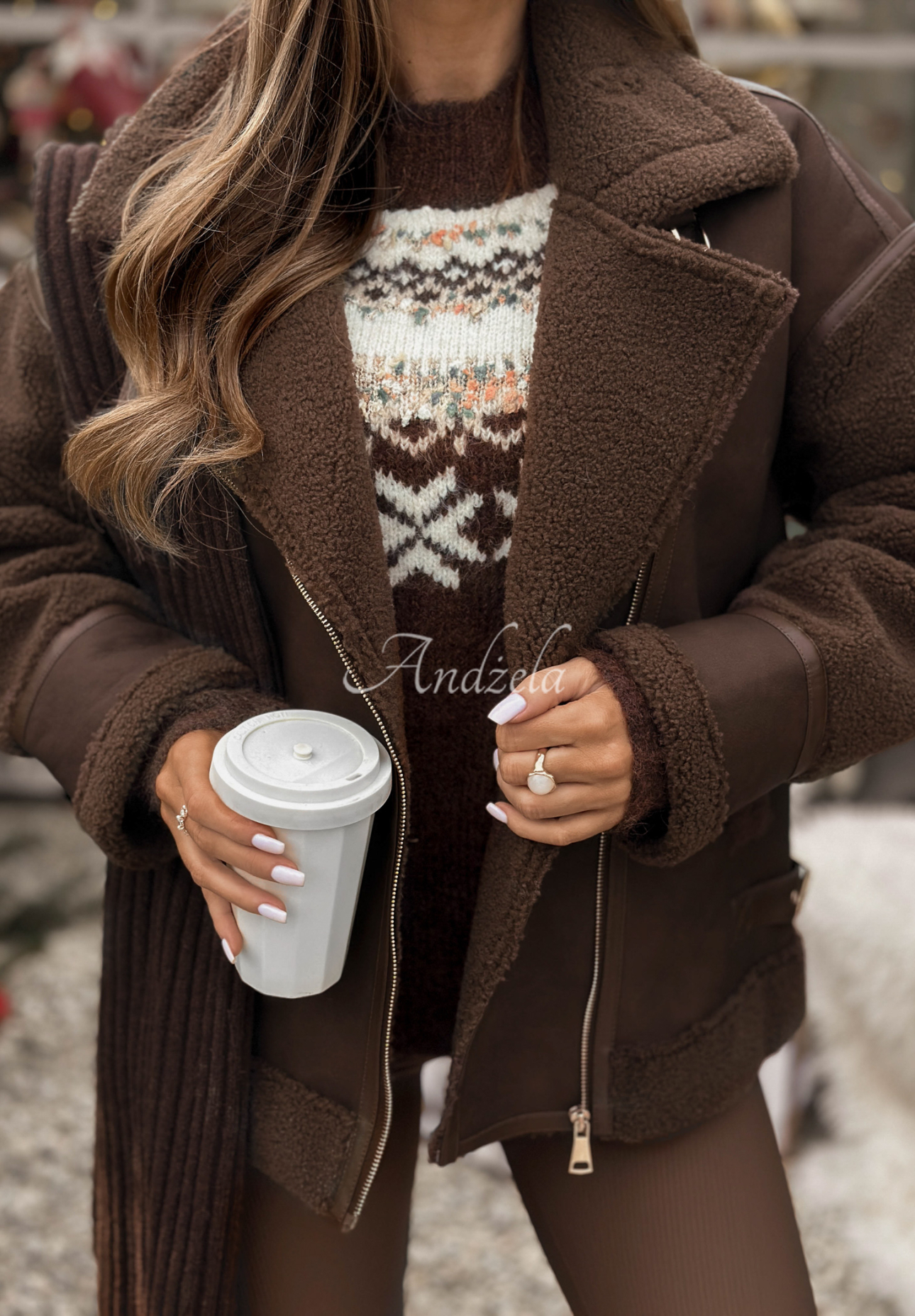 Kožená bunda s kožúškom True North čokoládová