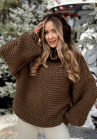 Pleciony Sveter z wełną Winter Is In The Air čokoládový