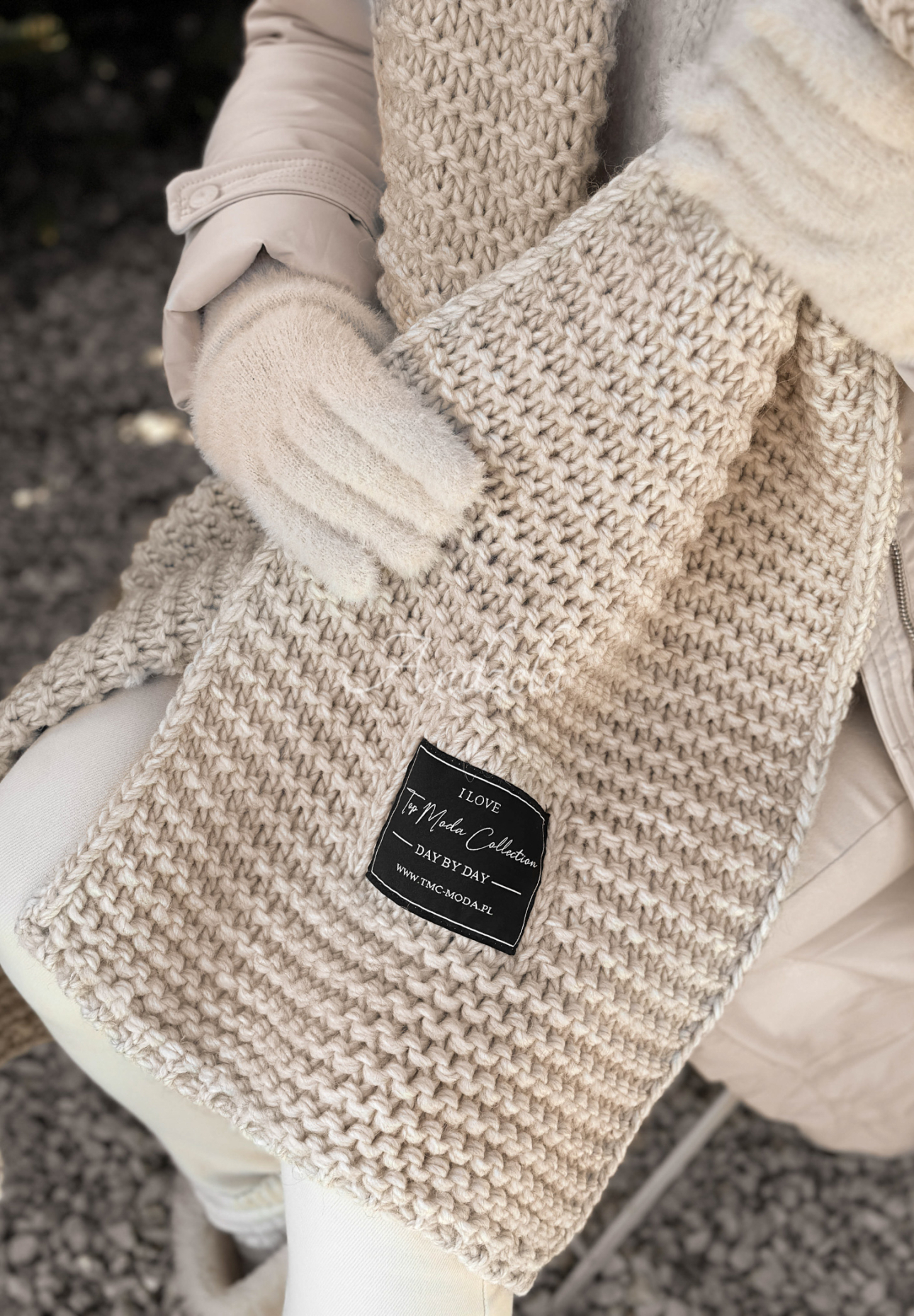 Súprava čiapka a šál s volnou Best Winter Days béžový