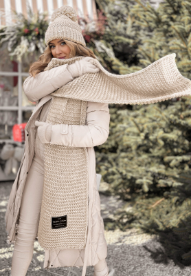 Súprava čiapka a šál s volnou Best Winter Days béžový