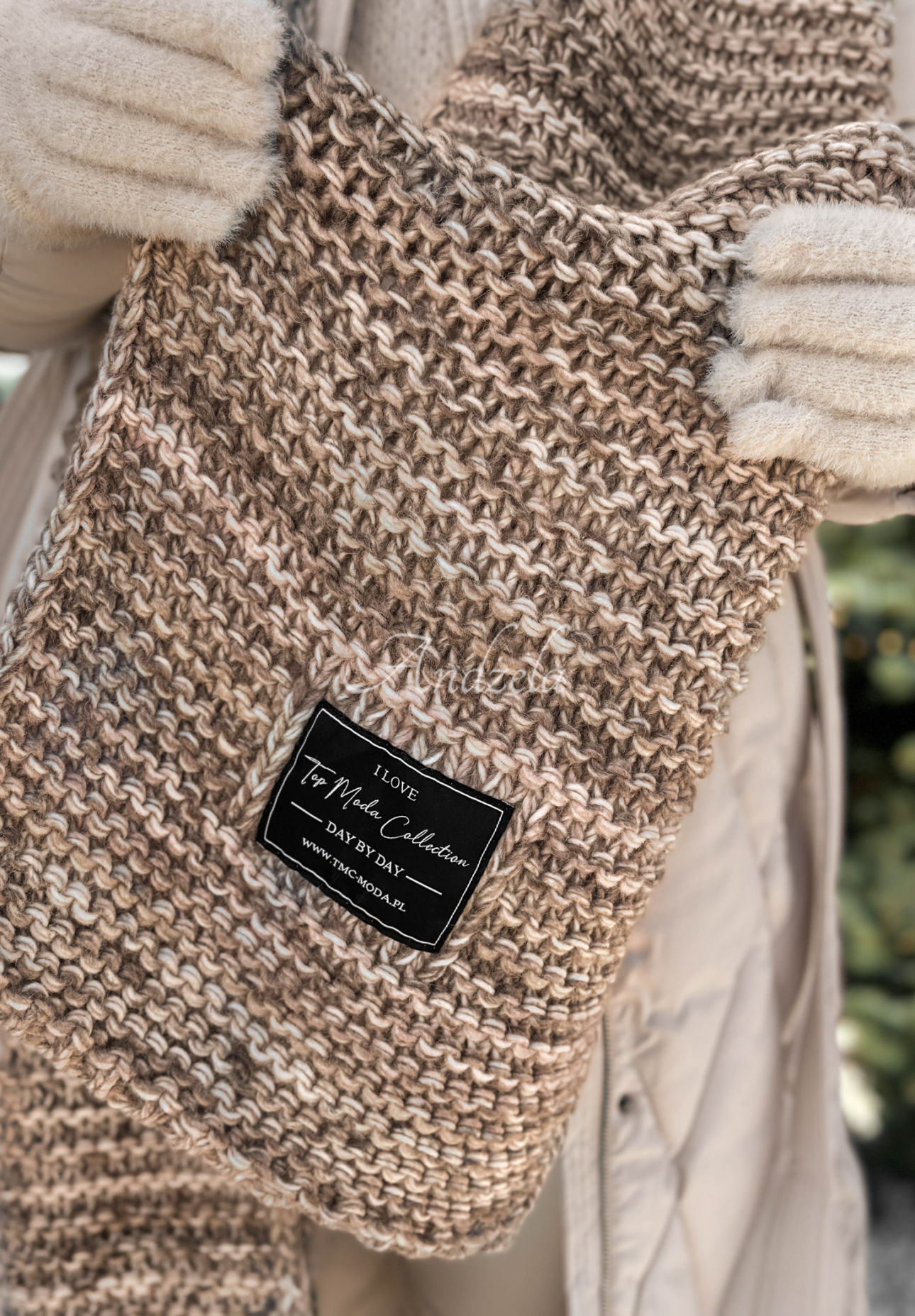 Súprava čiapka a šál s volnou Best Winter Days béžový melanž