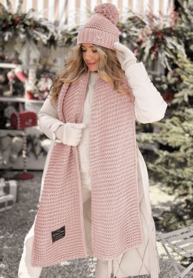 Súprava čiapka a šál s volnou Best Winter Days púdrovo ružová