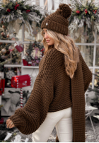 Pleciony Sveter z wełną Winter Is Calling čokoládový