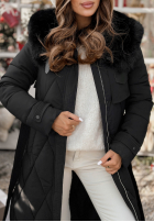 Prešívaná Bunda z futerkiem Hot Coffee čierna