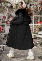 Prešívaná Bunda z futerkiem Hot Coffee čierna