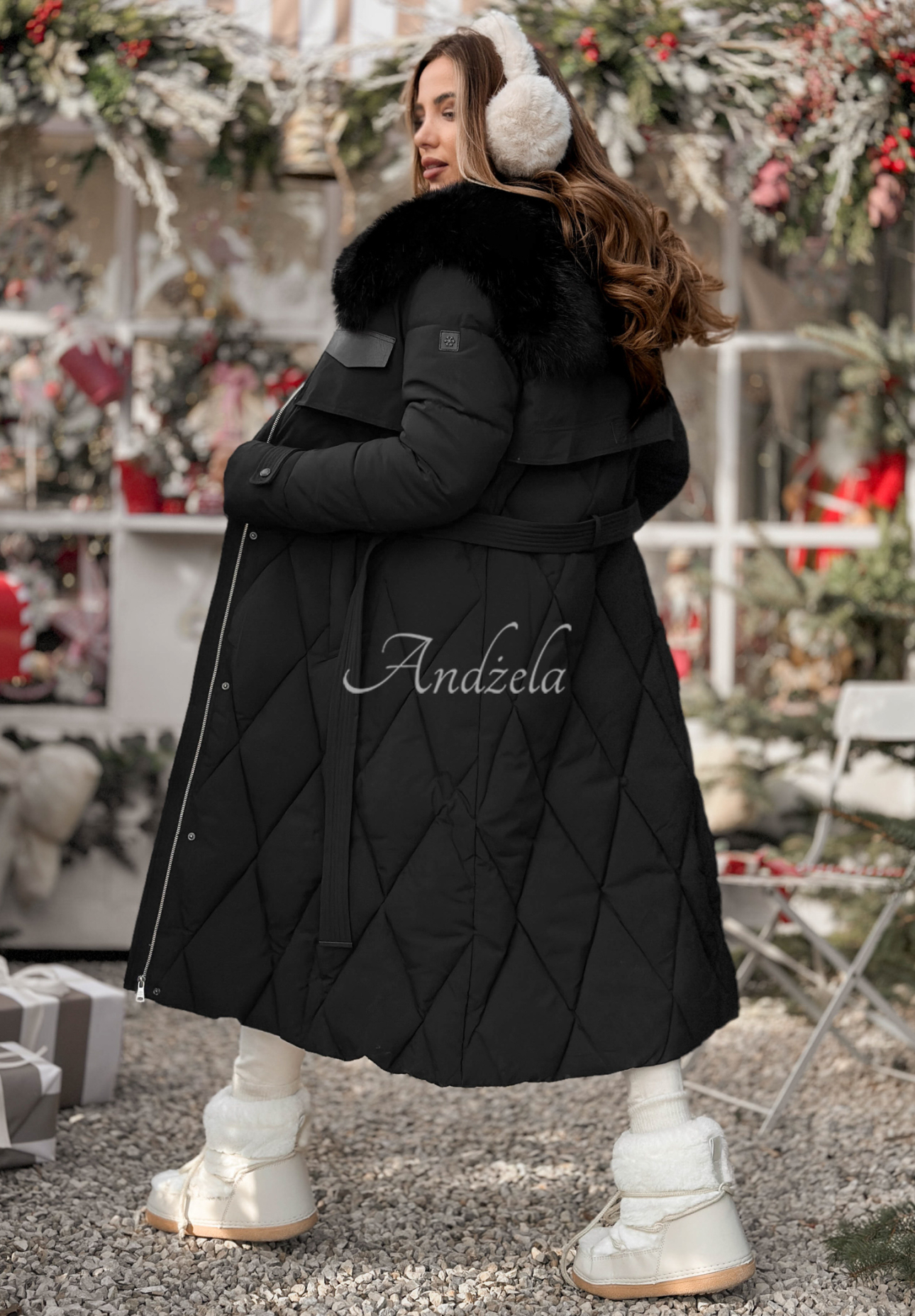 Prešívaná bunda s kožušinou Hot Coffee čierna