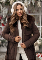 Prešívaná Bunda z futerkiem Hot Coffee čokoládová