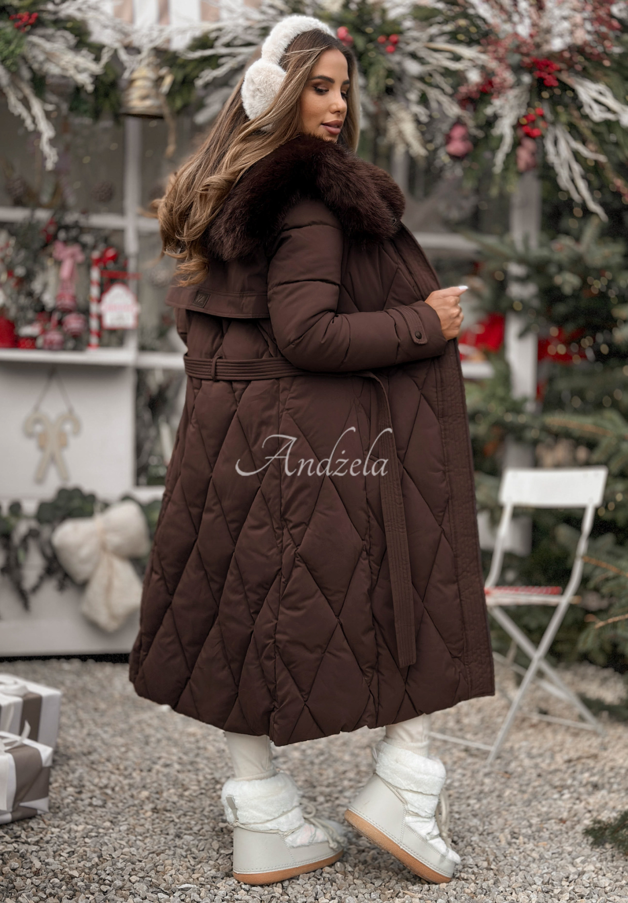 Prešívaná bunda s kožušinou Hot Coffee čokoládová