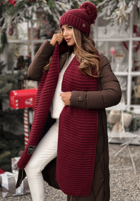 Súprava čiapka a šál s volnou Best Winter Days bordová