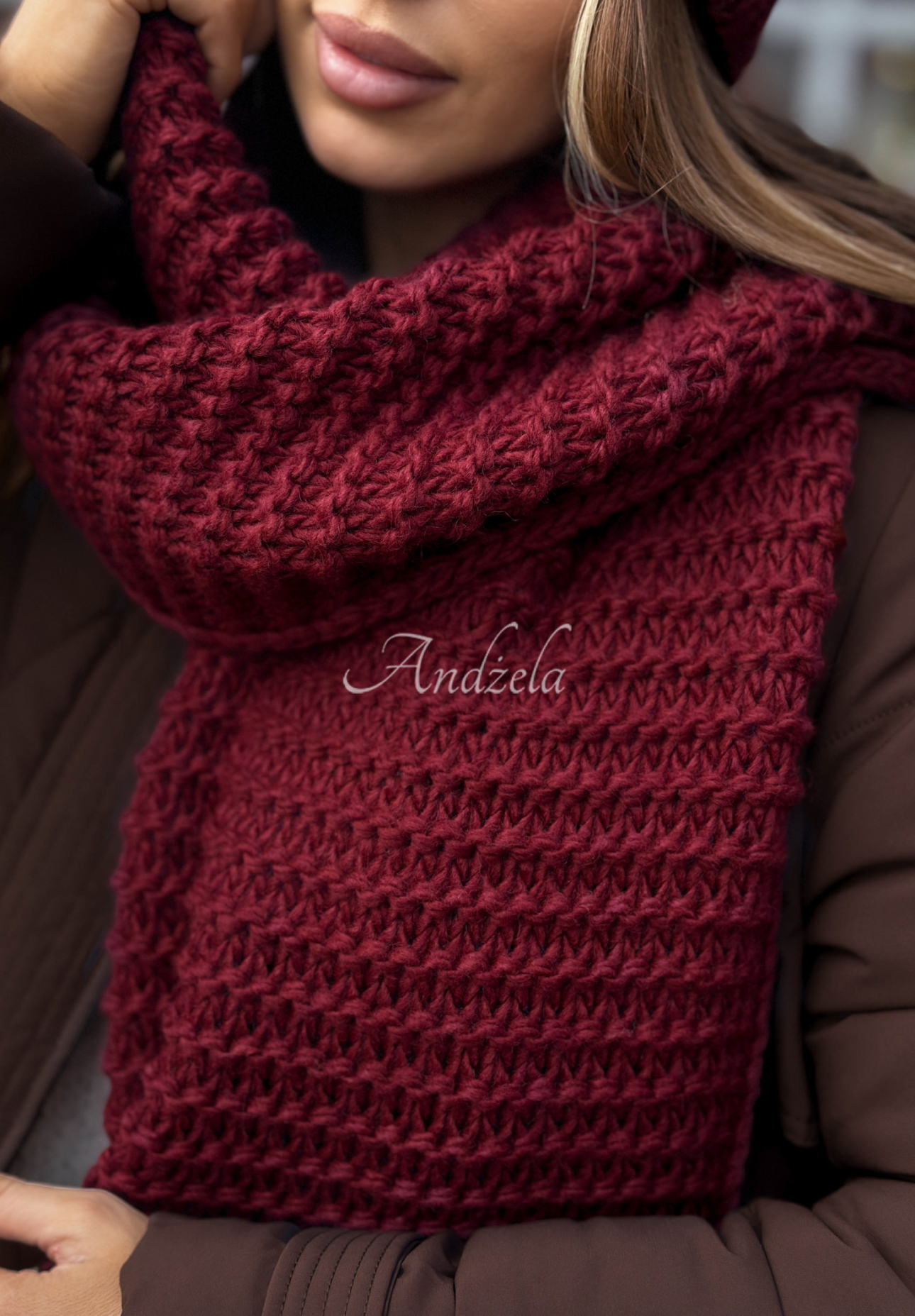 Súprava čiapka a šál s volnou Best Winter Days bordová