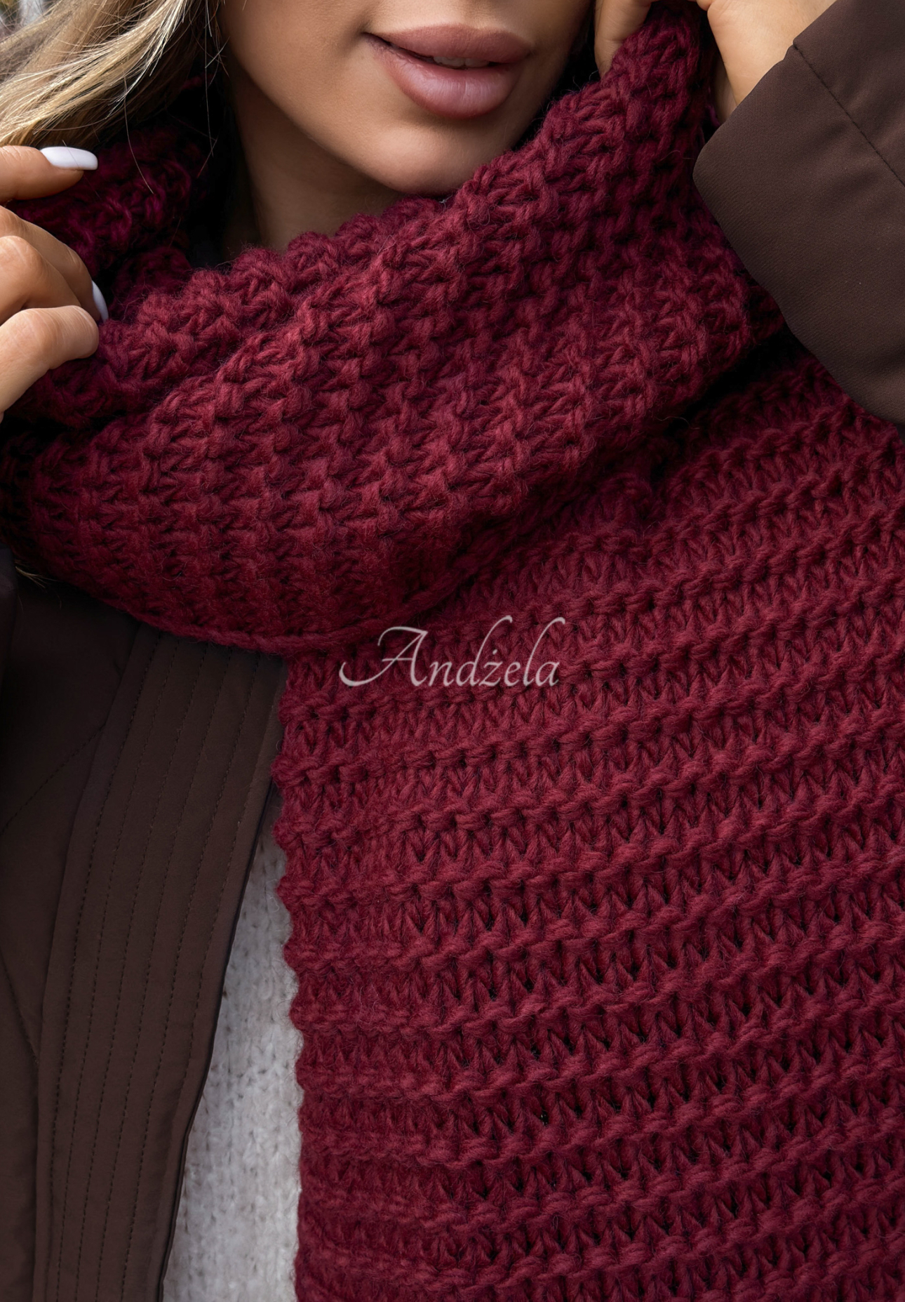 Súprava čiapka a šál s volnou Best Winter Days bordová