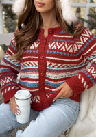 Krótki kardigan so vzormi Tea Season červený