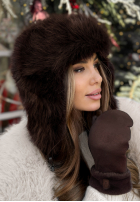 Futrzana Čiapka uszatka Winter Bear čokoládová