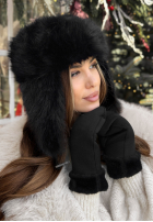 Futrzana Čiapka uszatka Winter Bear čierna