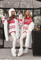 Vzorovaný sweterek Christmas Mission czerwono-Biela