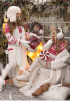 Vzorovaný sweterek Christmas Mission czerwono-Biela