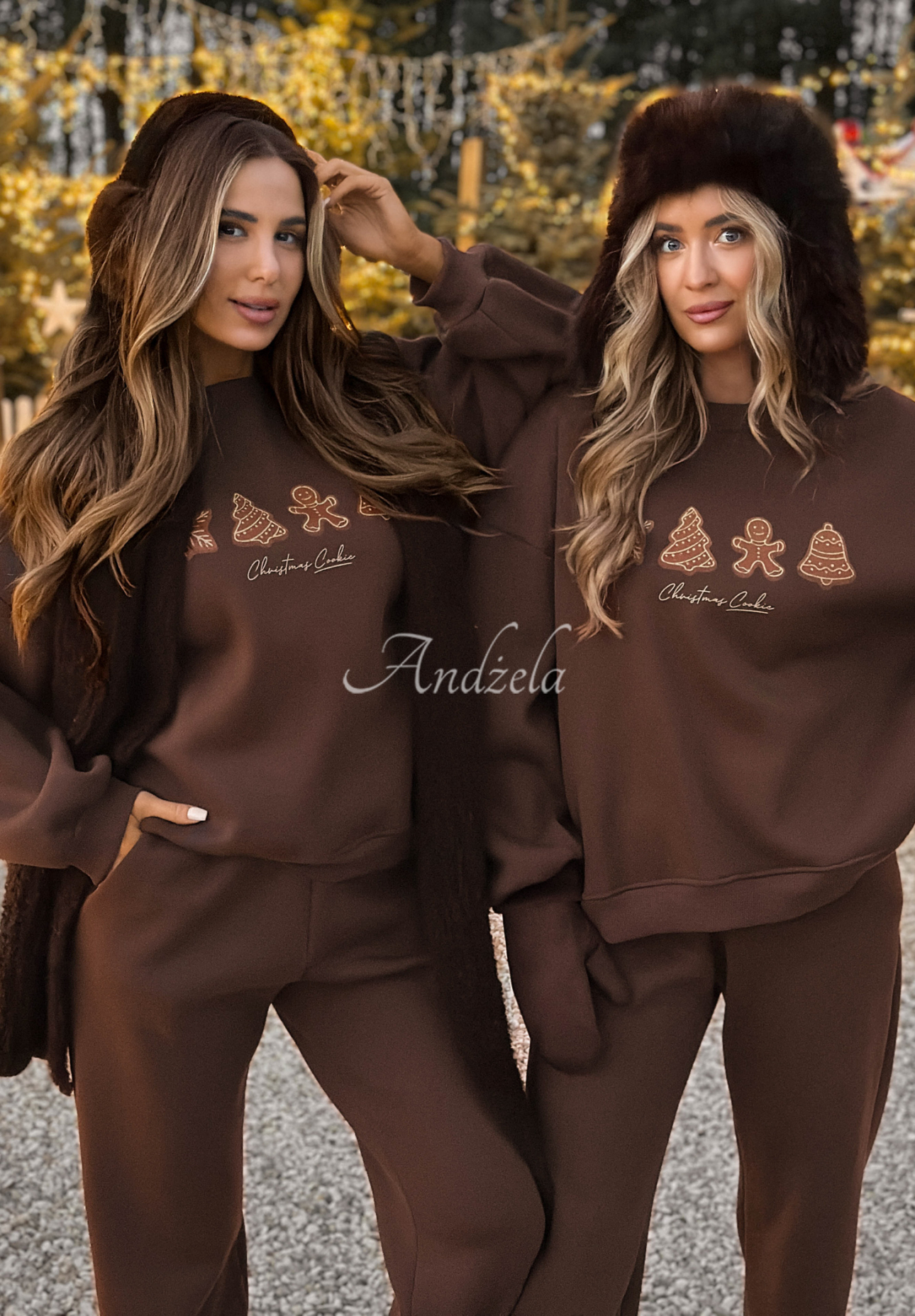 Vianočná tepláková súprava mikina a nohavice Christmas Cookies čokoládový