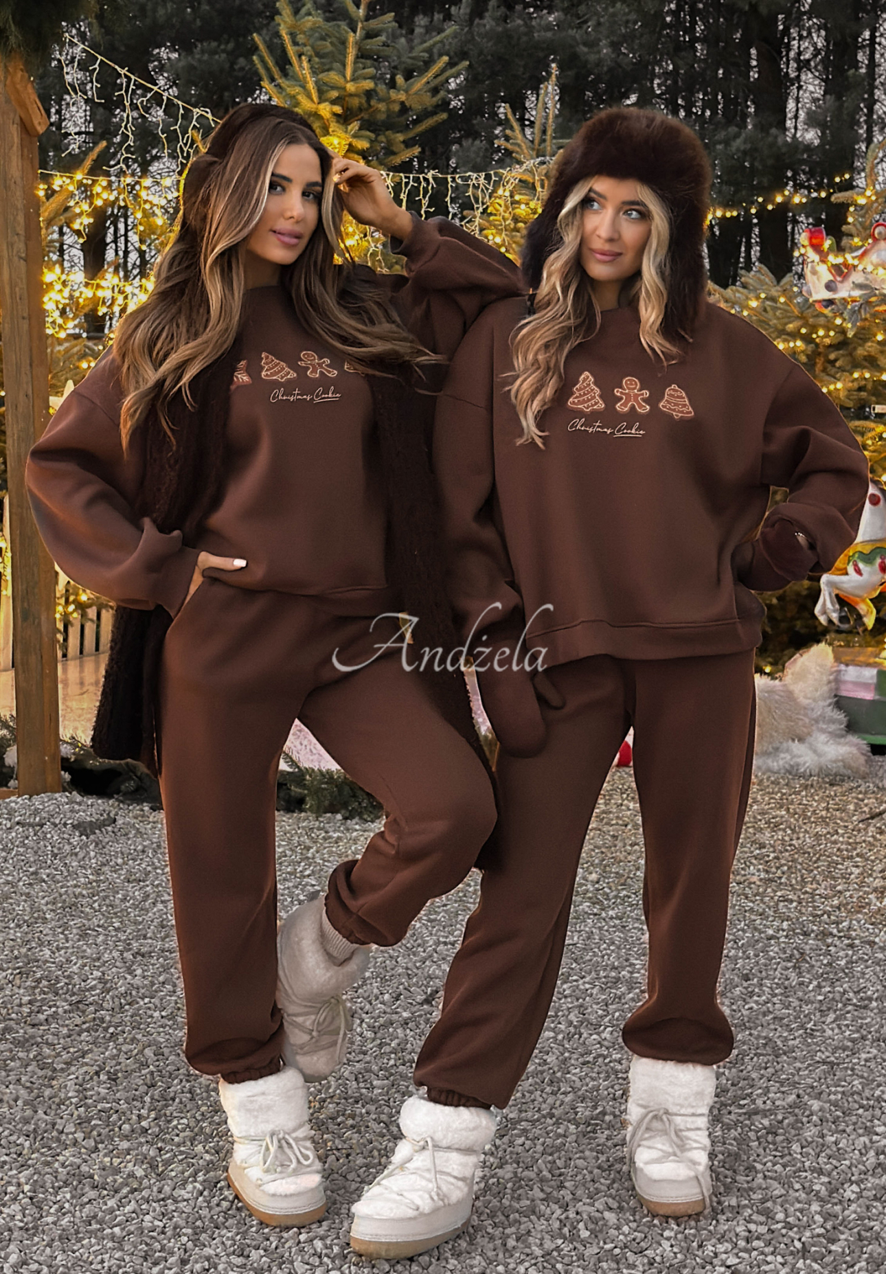 Vianočná tepláková súprava mikina a nohavice Christmas Cookies čokoládový