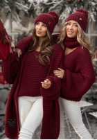 Pleciony Sveter z wełną Winter Is Calling bordová